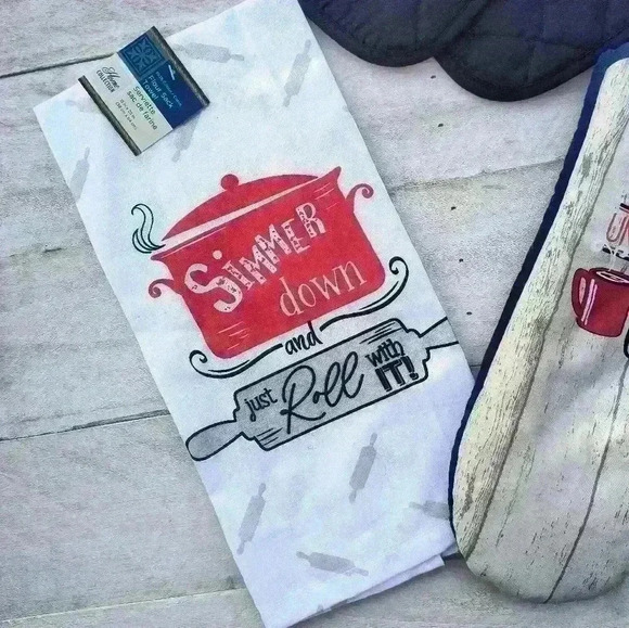 Home Collection Coffee And Cooking Oven Mitt And Kitchen Towel Decorative NWT - Picture 3 of 5